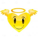 Heart Shaped Smiley with Angel Wings and Halo